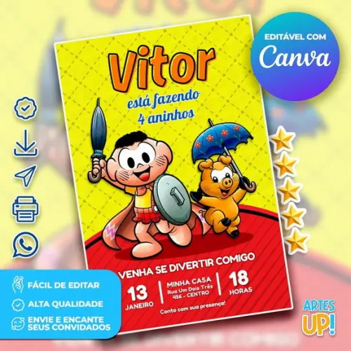 Convite de Aniversário Cascão