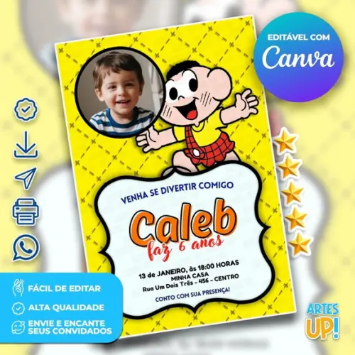 Convite de Aniversário Cascão com Foto