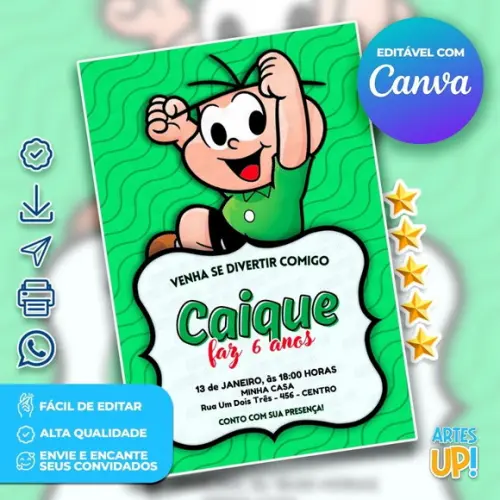 Convite de Aniversário Cebolinha
