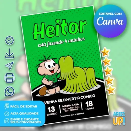 Convite de Aniversário Cebolinha