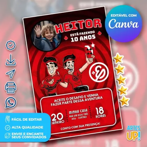 Convite de Aniversário Enaldinho com Foto