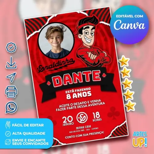 Convite de Aniversário Enaldinho com Foto
