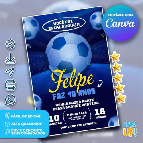 Convite de Aniversário Futebol