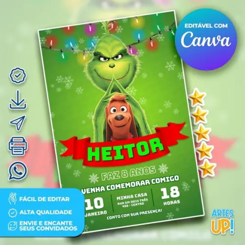 Convite de Aniversário Grinch