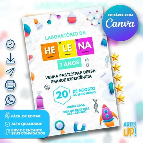 Convite de Aniversário Laboratório