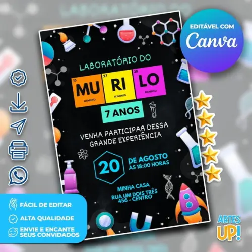 Convite de Aniversário Laboratório