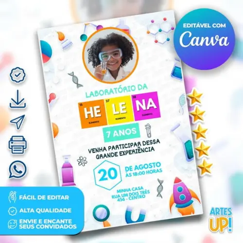 Convite de Aniversário Laboratório com Foto