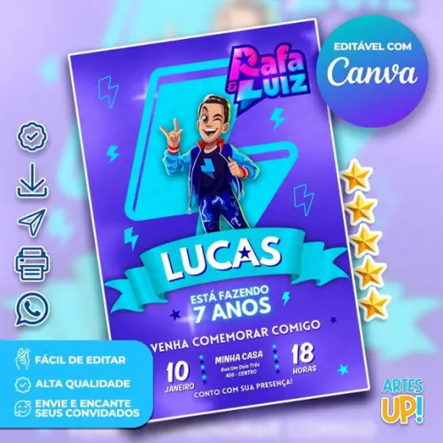 Convite de Aniversário Luiz, Rafa e Luiz