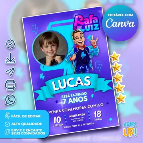 Convite de Aniversário Luiz, Rafa e Luiz com Foto