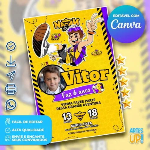 Convite de Aniversário Natan Por Aí com Foto