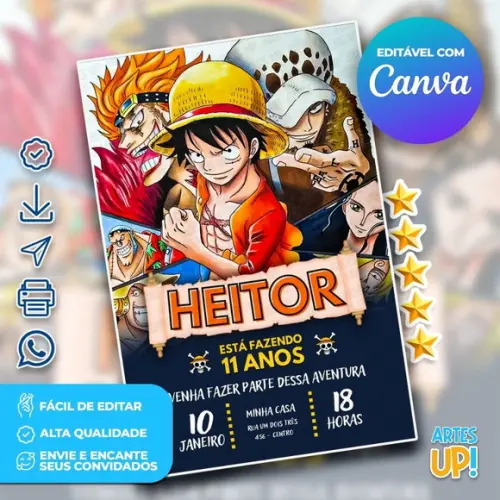 Convite de Aniversário One Piece