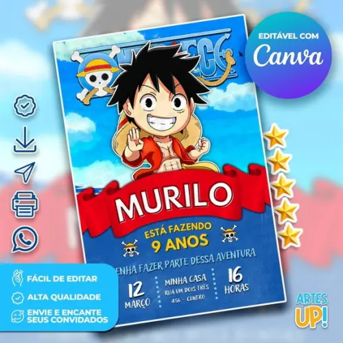 Convite de Aniversário One Piece