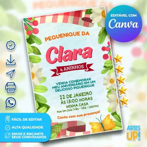 Convite de Aniversário Piquenique