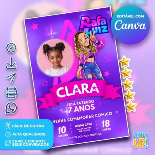 Convite de Aniversário Rafa, Rafa e Luiz com Foto