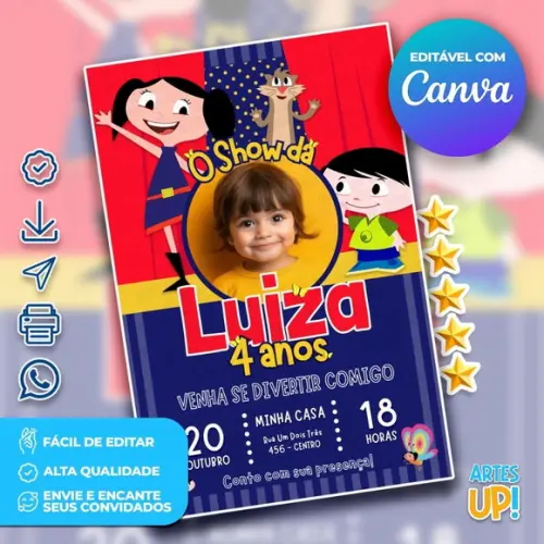 Convite de Aniversário Show da Luna com Foto