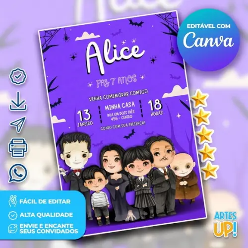 Convite de Aniversário Wandinha