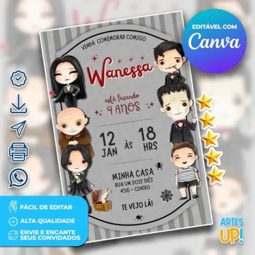 Convite de Aniversário Wandinha