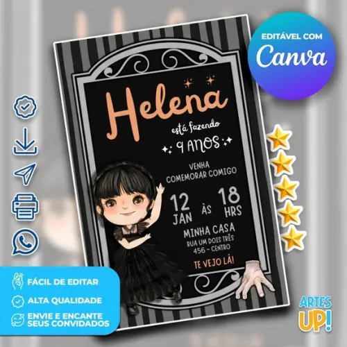 Convite de Aniversário Wandinha