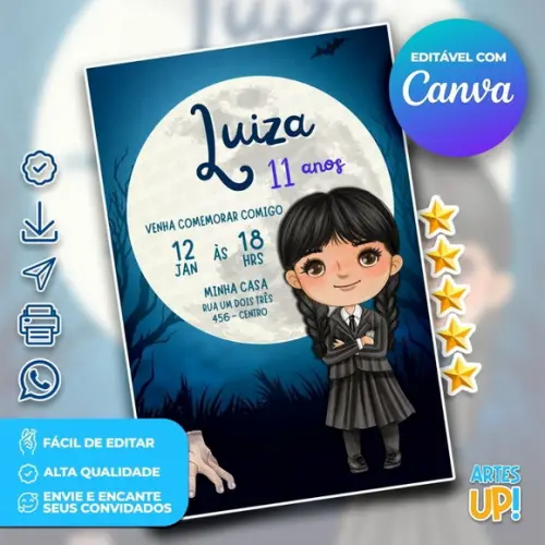 Convite de Aniversário Wandinha