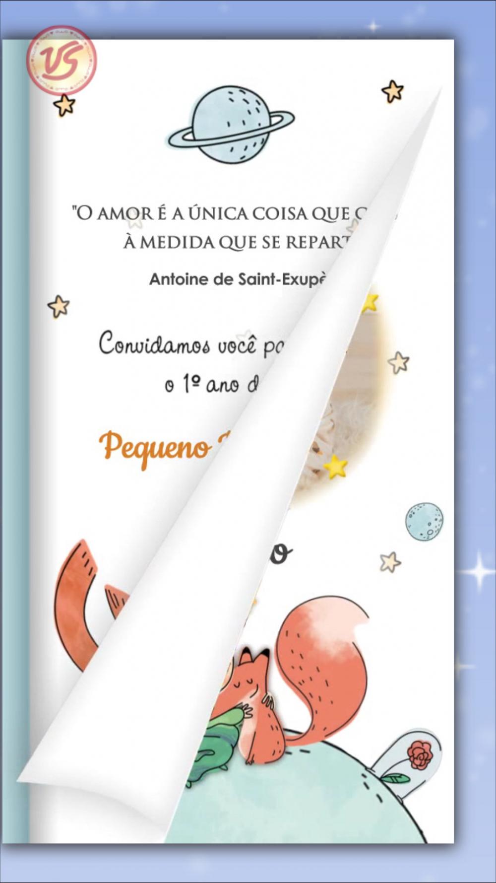 Convite Animado Pequeno Príncipe Livro - Plus