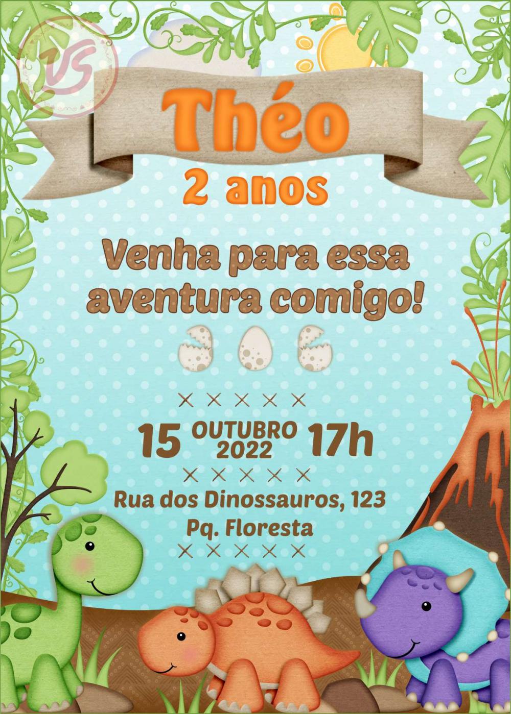 Convite Digital Dino Baby - MD1