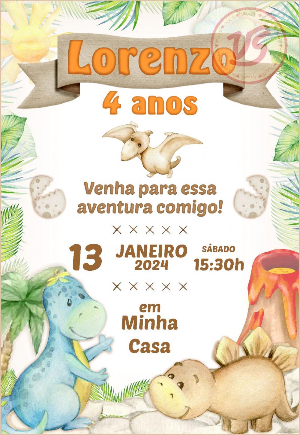 Convite Digital Dino Baby - MD2