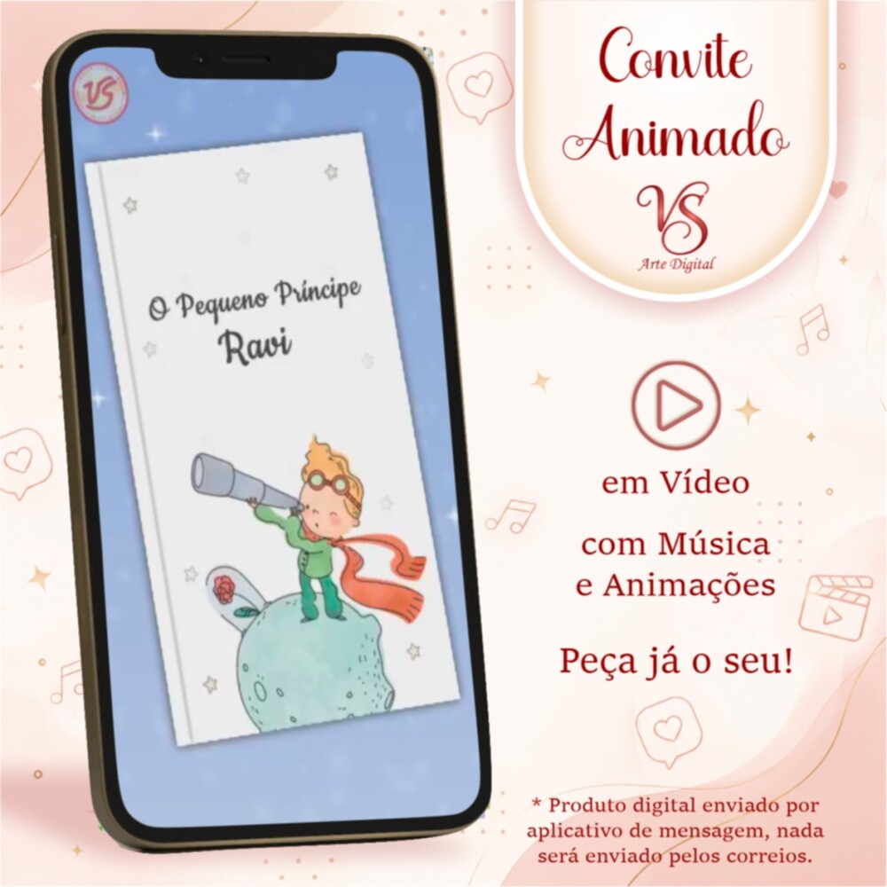 Convite Animado Pequeno Príncipe Livro - Plus