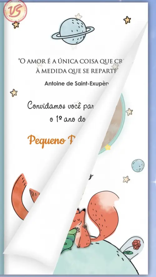 Convite Animado Pequeno Príncipe Livro - Plus