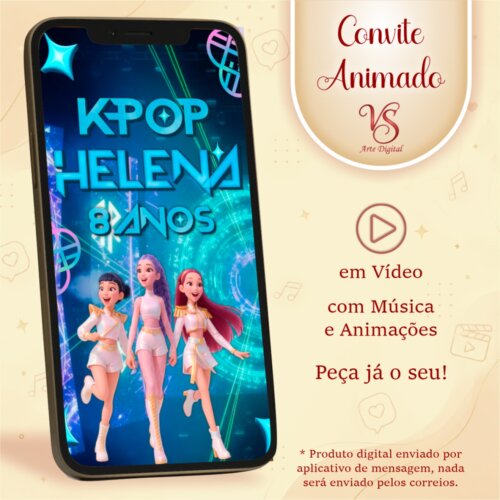 Convite Animado Guerreiras do Kpop