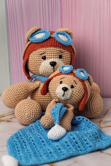Urso e Naninha Aviador Amigurumi