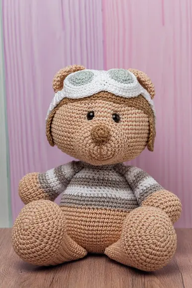 Urso Aviador Amigurumi