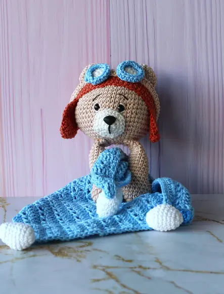 Urso e Naninha Aviador Amigurumi