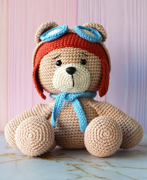 Urso Aviador Amigurumi