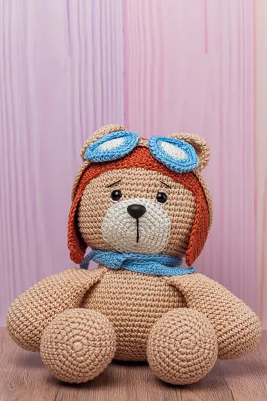 Urso Aviador Amigurumi