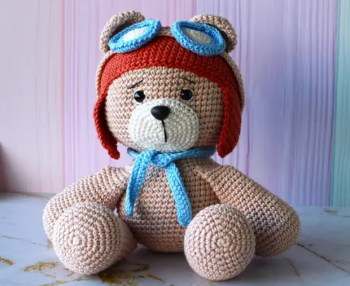 Urso Aviador Amigurumi