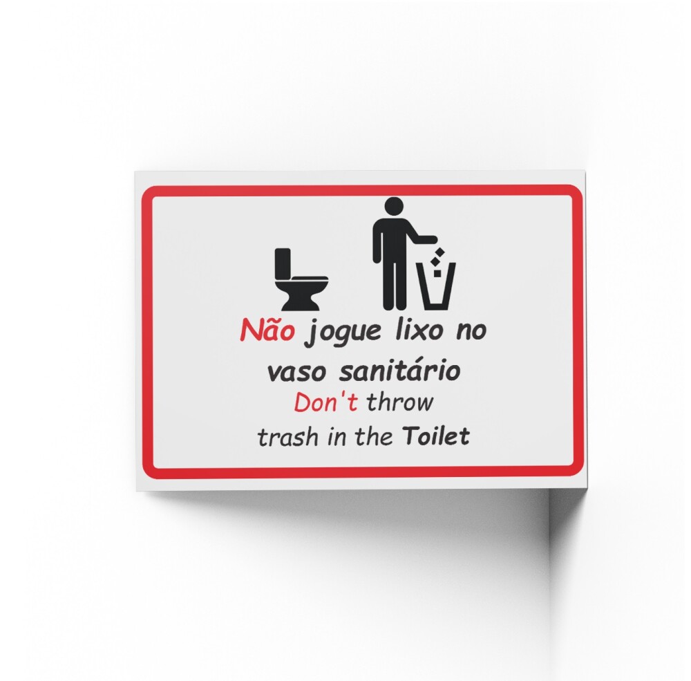 PLACA NÃO JOGUE PAPEL NO VASO 10x15x0,1cm