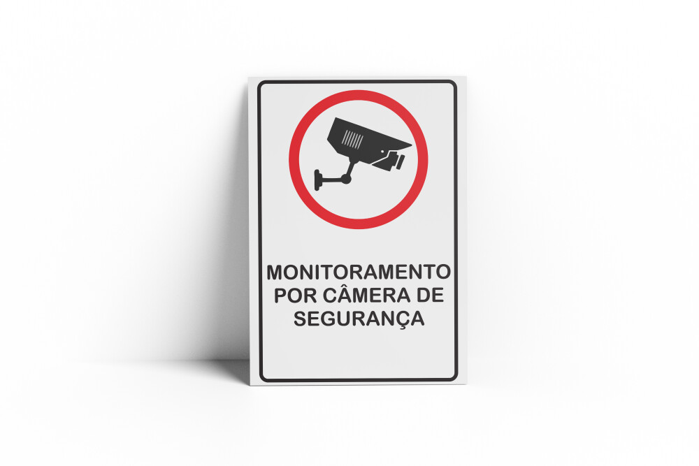 Placa LOCAL MONITORADO POR CÂMERA 30x20x0,1cm