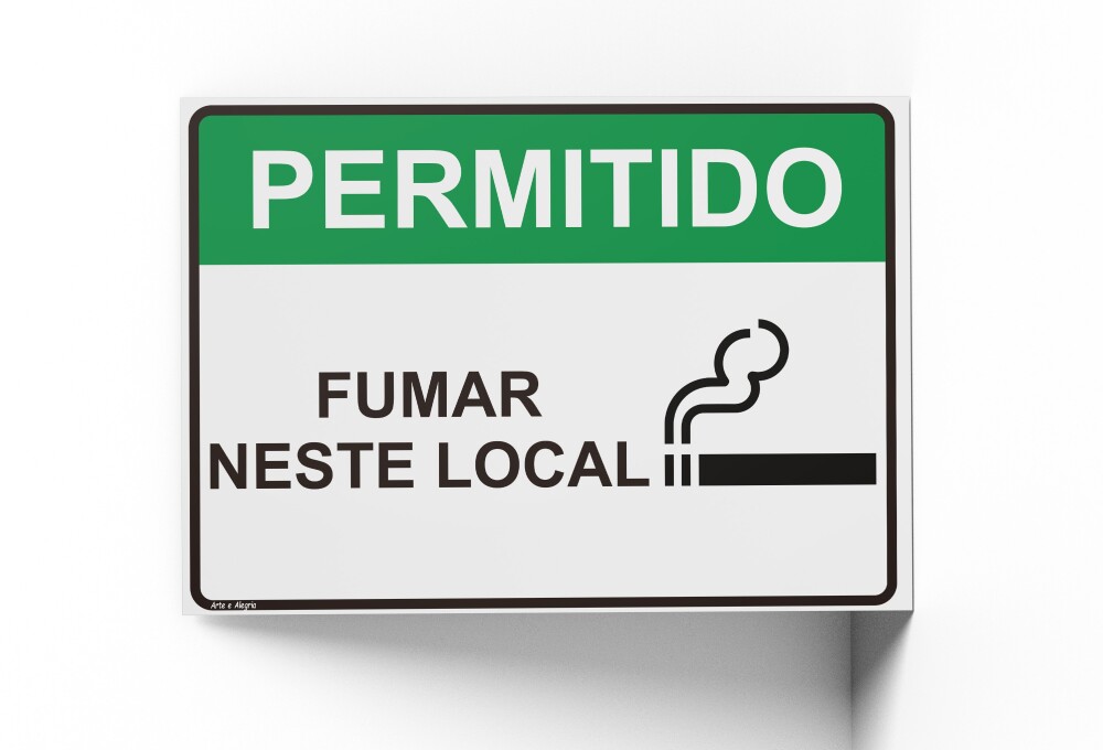 Placa PERMITIDO FUMAR 18x25x0,1cm