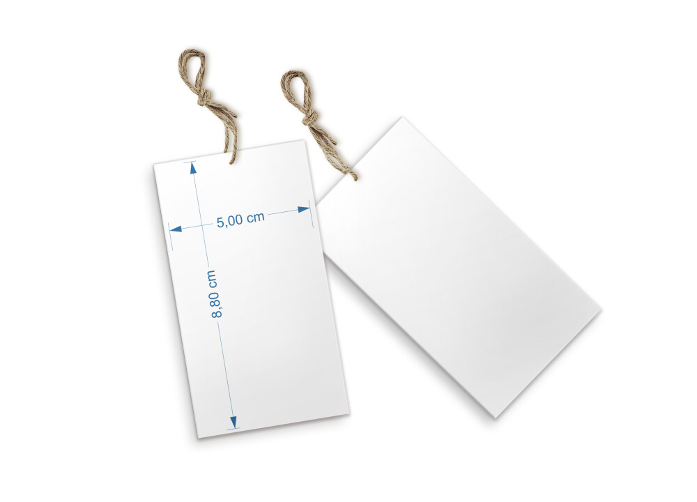 TAG RETANGULAR FRENTE 50 UN 9X5cm COUCHÉ 250G