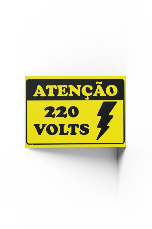 Placa ATENÇÃO 220V 30x20x0,1cm