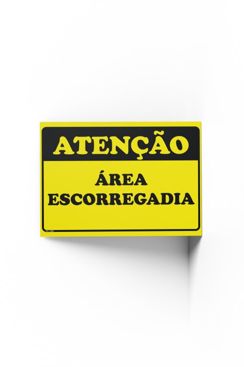 Placa ATENÇÃO ÁREA ESCORREGADIA 30x20x0,1cm