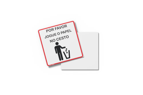 Placa FAVOR JOGUE O PAPEL NO LIXO 10x10x0,1cm