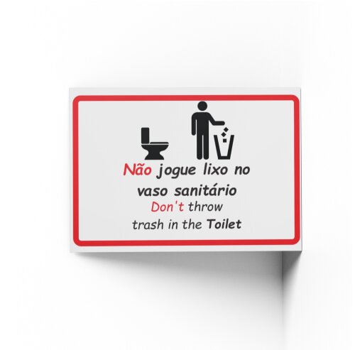 PLACA NÃO JOGUE PAPEL NO VASO 10x15x0,1cm