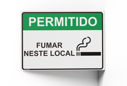 Placa PERMITIDO FUMAR 18x25x0,1cm