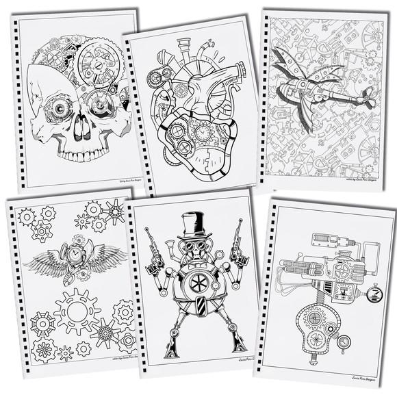 Arquivo Digital Livro de Colorir Arte Steampunk