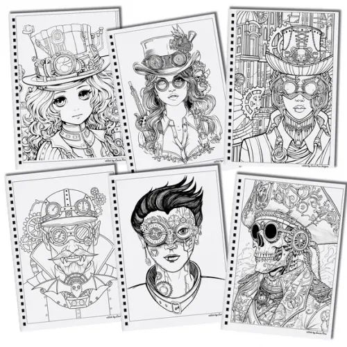 Arquivo Digital Livro de Colorir Arte Steampunk 02