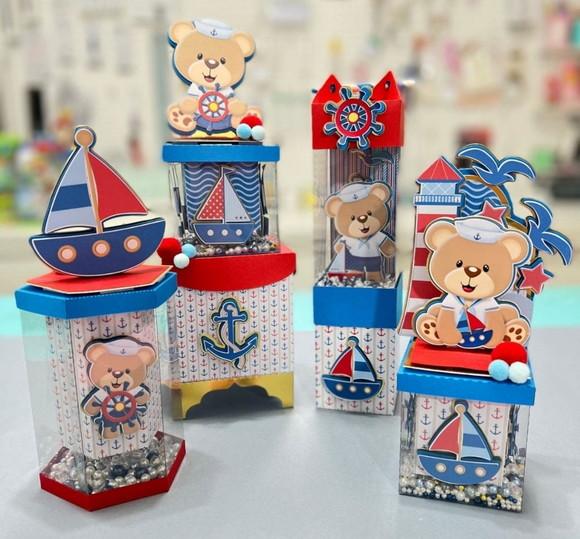 20 Caixinhas Luxo para Festa Tema Ursinho Marinheiro