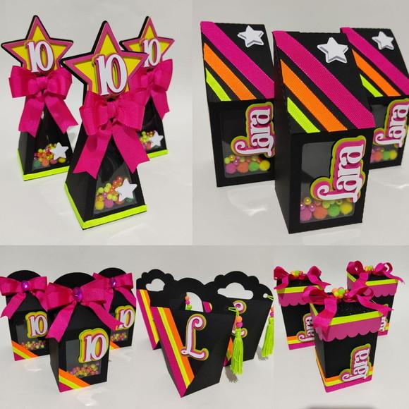 30 Caixinhas para Festa Tema Balada Neon