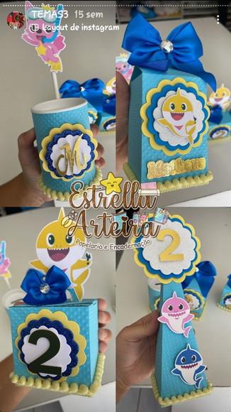 40 Caixinhas para Festa Tema Baby Shark Menino