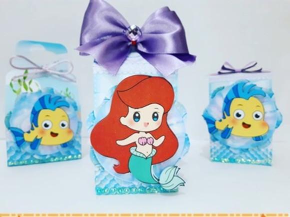 Kit 30 Caixinhas Para Festa Tema Ariel